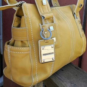 NWT!!  Tignanello Yellow Genuine Leather Satchel